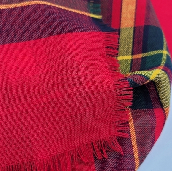 Martin Wool Plaid Scarf Red Yellow Green Blue Scarf #688 - Picture 7 of 9